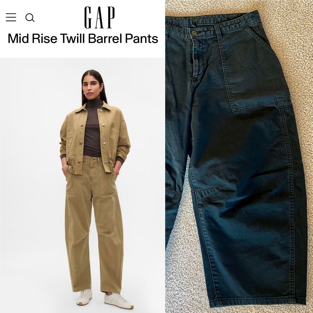 GAP Mid Rise Twill Barrel Pants in Black